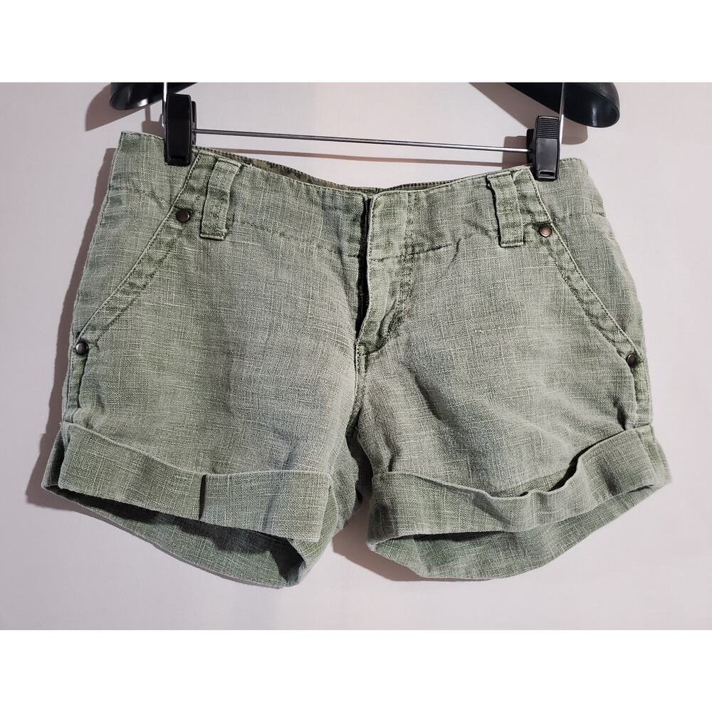 Fillmore California Hemp Green Shorts Women's Size 25 Roll Cuff Natural Casual